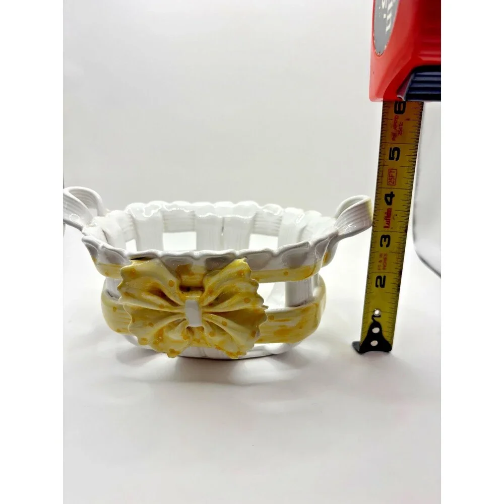 Hand made Porcelain Woven Basket Pottery Casa Fina Portugal